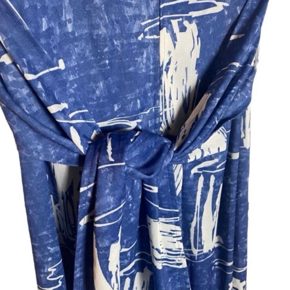 Vintage 1970s Blue Jumpsuit | Retro Wide Leg Tie Waist | Boho Mod | Size M - Picture 5 of 8
